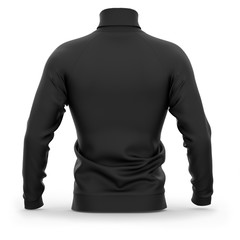 Men's sweater with long raglan sleeves. Back view. 3d rendering.