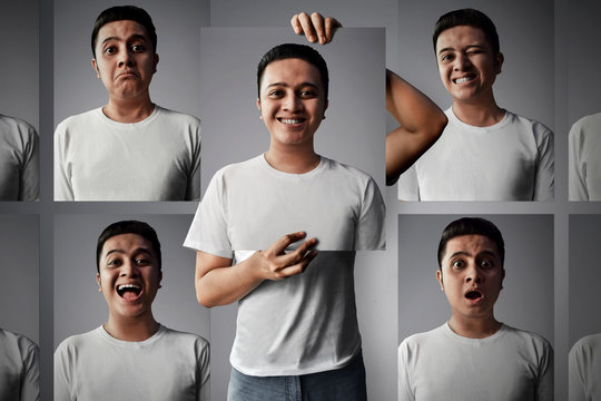 Man with different emotions