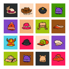 Fototapeta premium Different holiday carnaval hat fashion accessory party celebration for masquerad clothing vector illustration