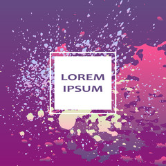 Neon explosion paint splatter artistic cover design. Fluid violet gradient dust splash texture background. Trendy creative template vector Cover Report Catalog Brochure Flyer Product