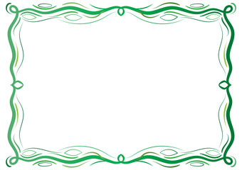 Green classical antique decorative frame with laces on white background. To be used for holidays, celebrations or happy events