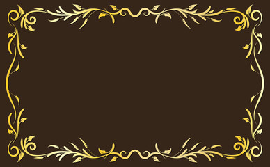 Gold classical antique decorative frame on brown background. To be used for holidays, celebrations or happy events