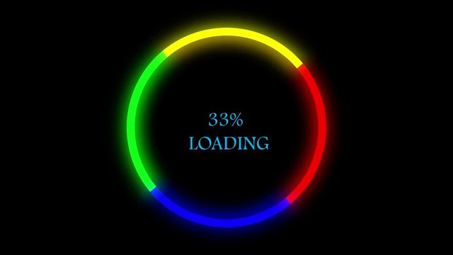 4K Multi color infographics circular graph with 0 to 100 percentage increasing. Motion graphic and animation background.