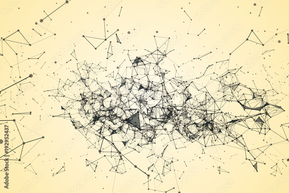Poster abstract polygonal space with dot and line connection for use as technology or science background
