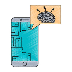 smartphone speech bubble brain circuit board ideas vector illustration