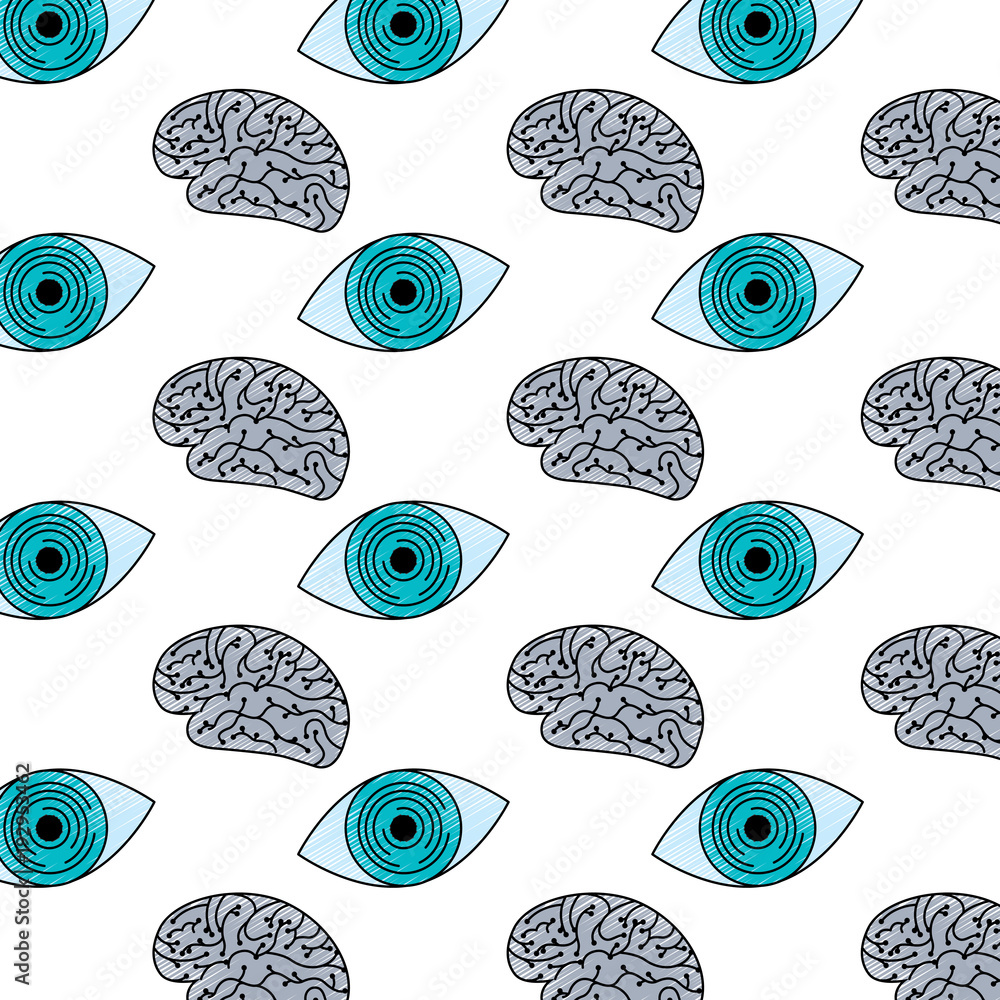 Poster technology eye security brain circuit pattern design vector illustration