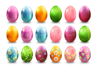 Large set of Easter eggs isolated on white background. Vector illustration