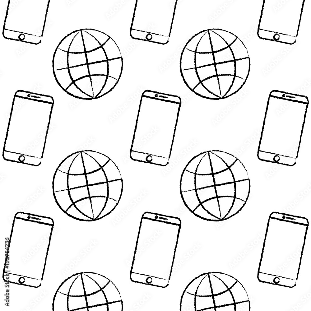 Poster technology world smartphone connection digital pattern image vector illustration