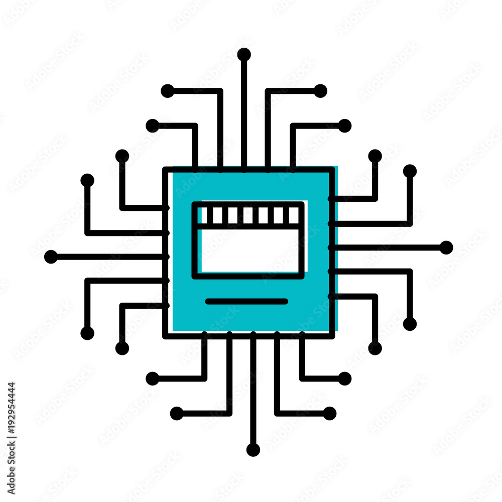 Poster circuit board connection hardware processor vector illustration