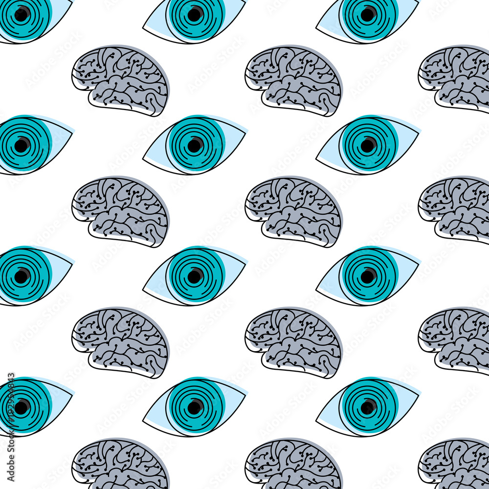 Poster technology eye security brain circuit pattern design vector illustration