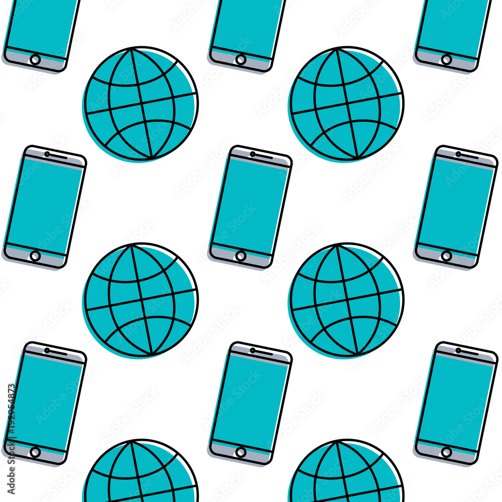 Poster technology world smartphone connection digital pattern image vector illustration