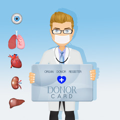 doctor with human donor card