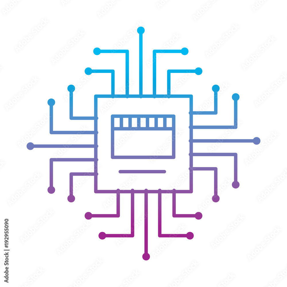 Poster circuit board connection hardware processor vector illustration
