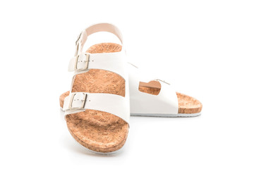 unisex leather sandals on white background