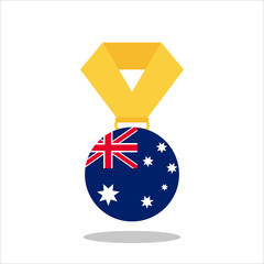 Medal with the Australia flag isolated on white background - vector illustration