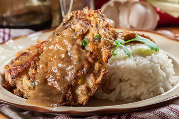 Chinese egg fu yung omelette