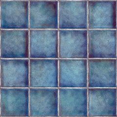Ocean blue glazed ceramic tile, Texture of blue crackle glass mosaic tile, Glazed tile texture background