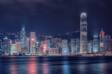 Fototapeta na wymiar Hong Kong cityscape viewed from Victoria harbor