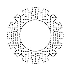gear wheel and circuit board digital technology and engineering digital vector illustration dotted line design