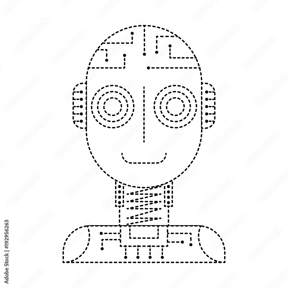 Poster artificial intelligence robot machine technology futurist vector illustration dotted line design