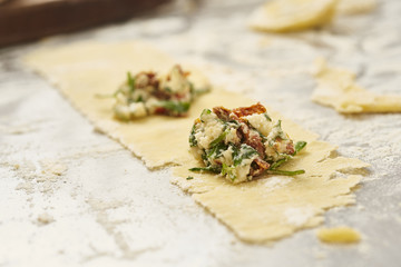 close up of homemade pasta