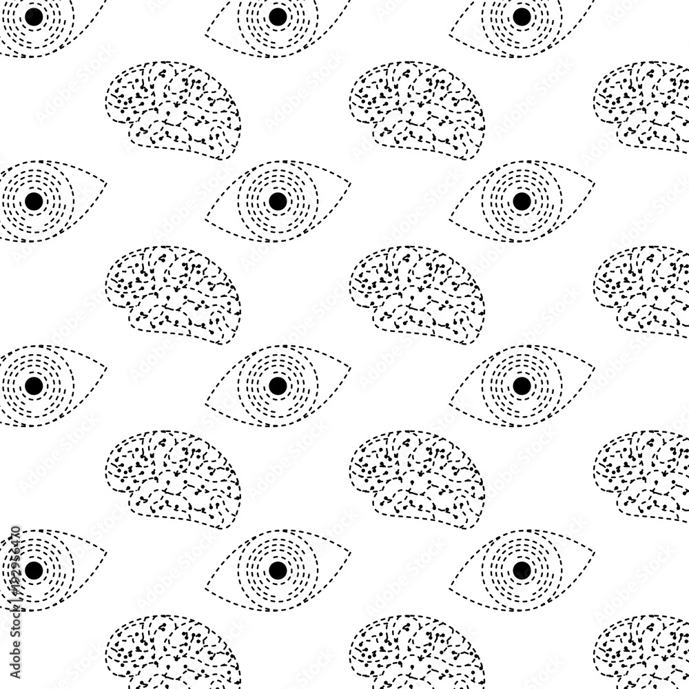 Poster technology eye security brain circuit pattern design vector illustration dotted line design