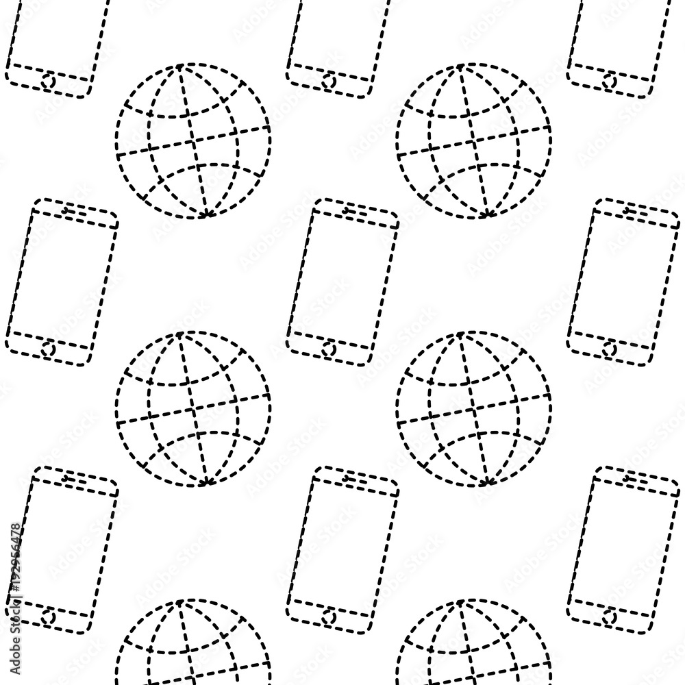 Poster technology world smartphone connection digital pattern image vector illustration dotted line design