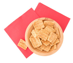 Quinoa chips, snack, isolated on white background.