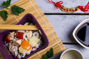 White rice with meat