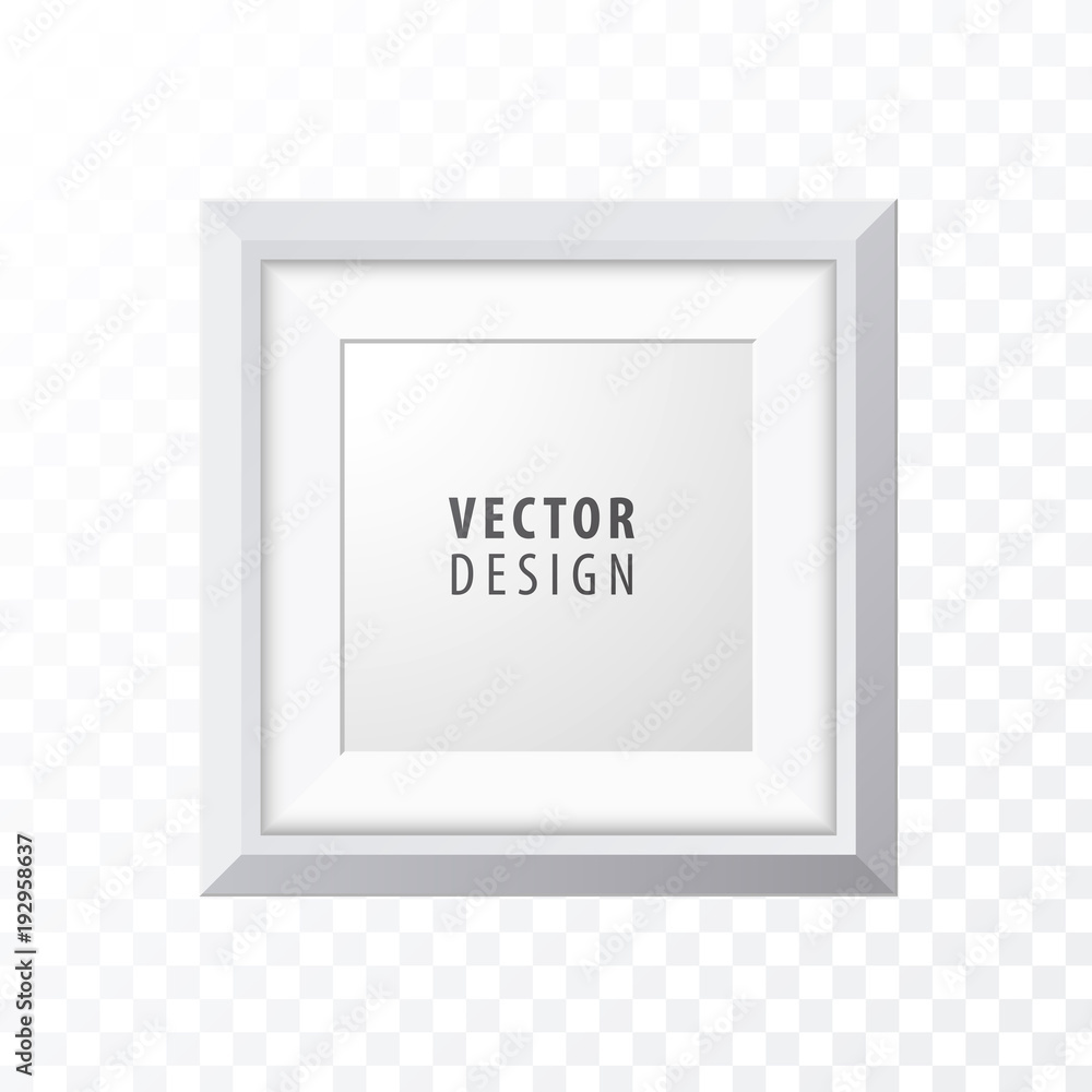 Poster realistic minimal isolated white frame on transparent background for presentations. vector elements