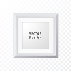 Realistic Minimal Isolated White Frame on Transparent Background for Presentations. Vector Elements
