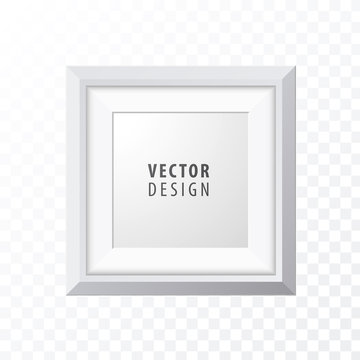 Realistic Minimal Isolated White Frame on Transparent Background for Presentations. Vector Elements