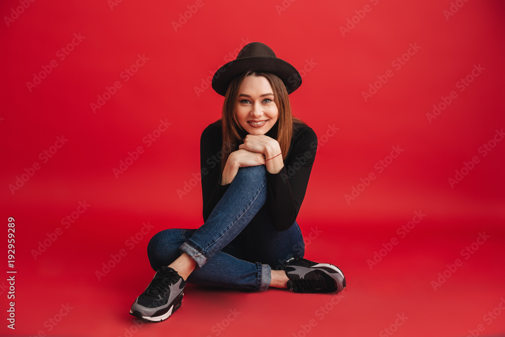 Canvas Prints portrait of a lovely stylish girl wearing hat