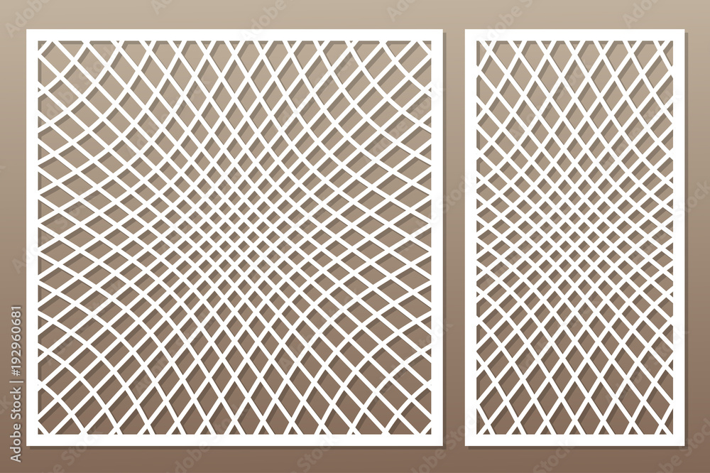 Wall mural Template for cutting. Geometric line, square pattern. Laser cut. Set ratio 1:1, 1:2. Vector illustration.