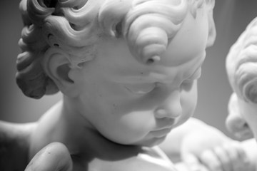 Fototapeta na wymiar Beautiful marble statue of angel head detail