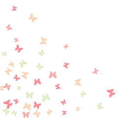 Spring Background with Colorful Butterflies. Simple Feminine Pattern for Card, Invitation, Print. Trendy Decoration with Beautiful Butterfly Silhouettes. Vector Background with Moth.