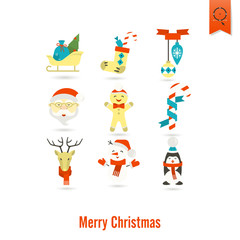 Fototapeta premium Christmas and Winter Icons Collection