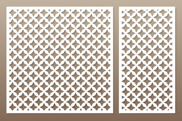 Template for cutting. Star, geometric pattern. Laser cut. Set ratio 1:1, 1:2. Vector illustration.