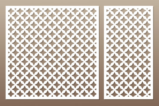 Template For Cutting. Star, Geometric Pattern. Laser Cut. Set Ratio 1:1, 1:2. Vector Illustration.