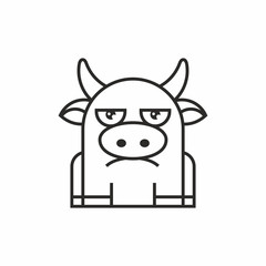 cute cow icon, thin line style, flat design