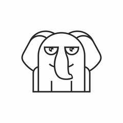 cute elephant icon, thin line style, flat design