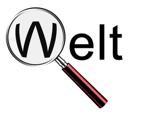 Lupe suche Welt roter griff