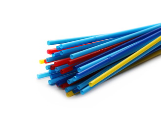 Colorful drinking straws isolated on white background