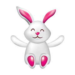 cute little bunny sitting animal happy vector illustration