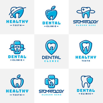 Vector dental label protection template illustration abstract stomatology mouth graphic oral element