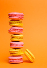 Sweet and colourful french macaroons or macaron