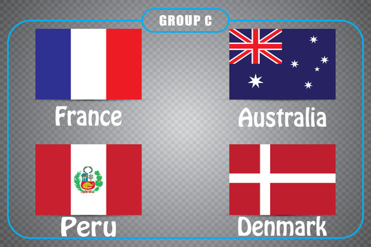 Football. Championship. Vector flags. Russia. Group C.