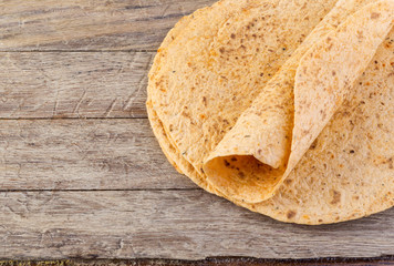 tortilla  on wooden table