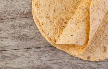tortilla  on wooden table
