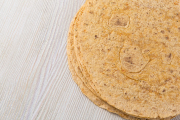 tortilla  on wooden table